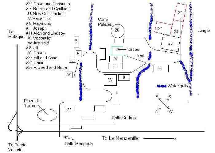 Mexico Land, Real Estate and vacation rentals La Manzanilla Neighborhood tour neighborhood map