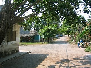 the street toward the church.
